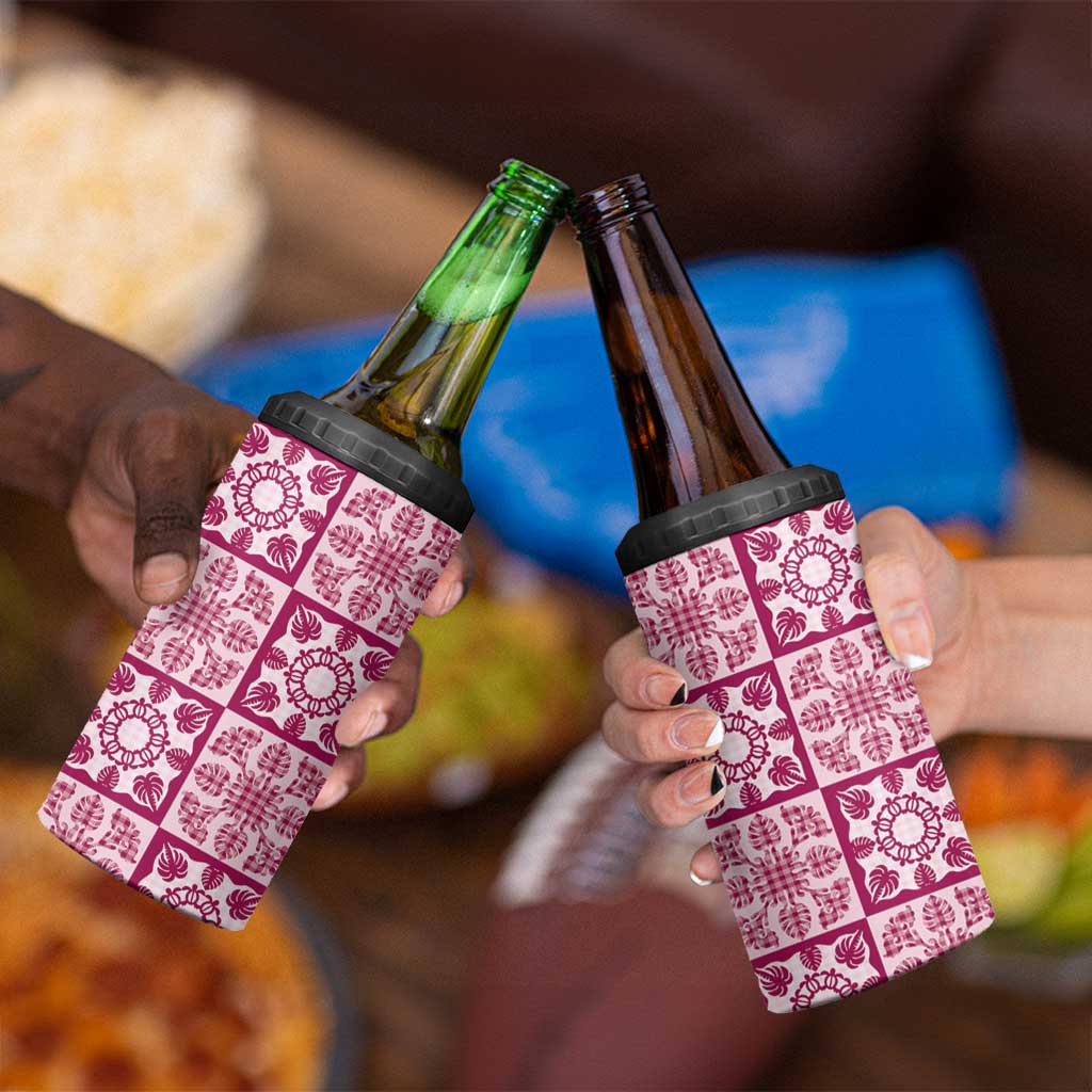 Akala Palaka Quilt Hawaii 4 in 1 Can Cooler Tumbler Hawaiian Tropical Monstera Sea Turtle LT14 - Polynesian Pride