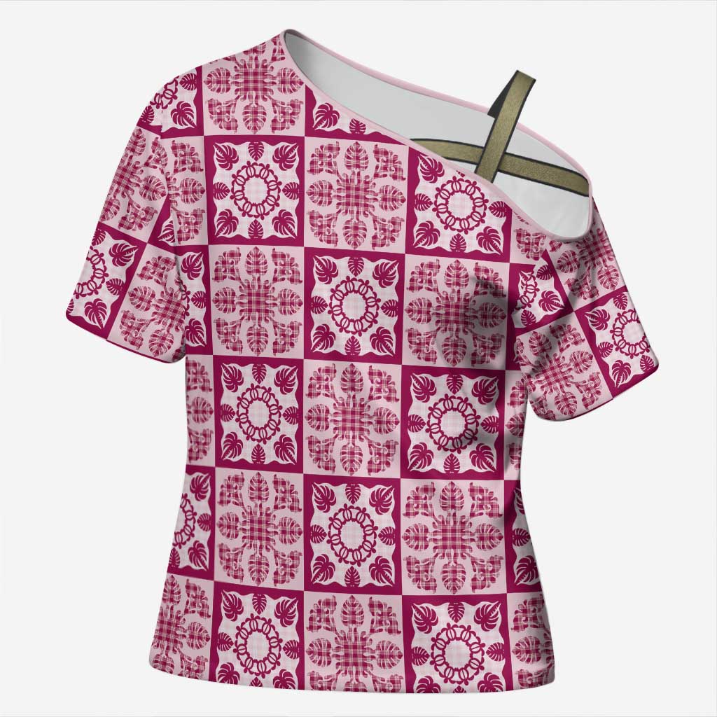 Akala Palaka Quilt Hawaii Cross Shoulder Shirt Hawaiian Tropical Monstera Sea Turtle