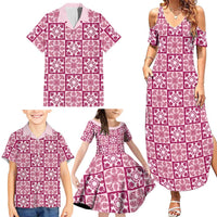 Akala Palaka Quilt Hawaii Family Matching Summer Maxi Dress and Hawaiian Shirt Hawaiian Tropical Monstera Sea Turtle LT14 - Polynesian Pride