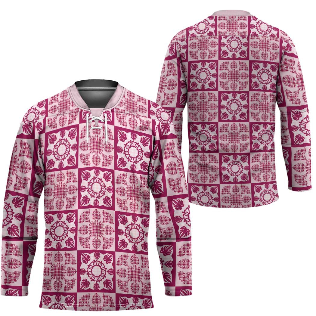 Akala Palaka Quilt Hawaii Hockey Jersey Hawaiian Tropical Monstera Sea Turtle