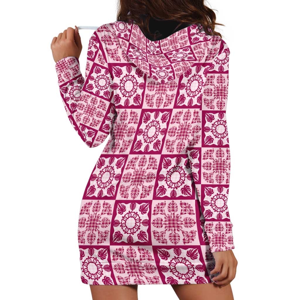 Akala Palaka Quilt Hawaii Hoodie Dress Hawaiian Tropical Monstera Sea Turtle LT14 - Polynesian Pride