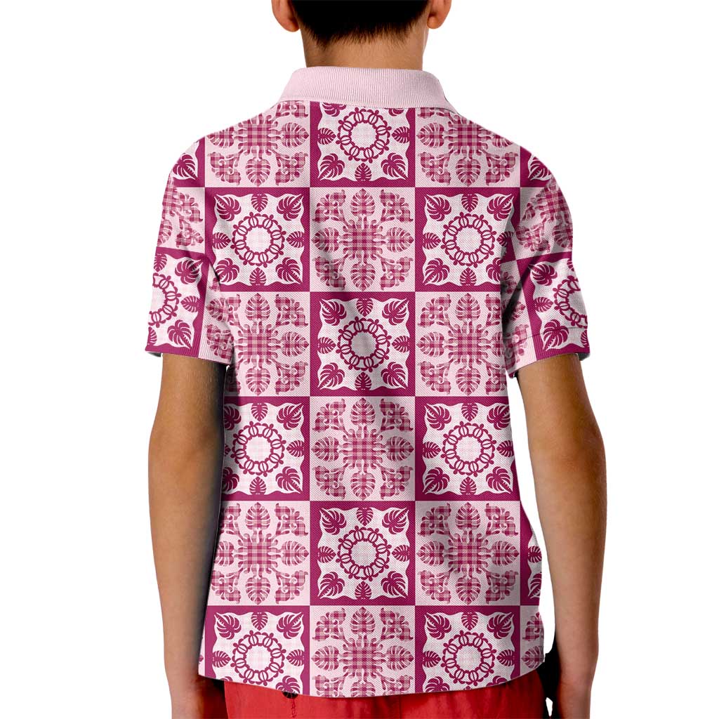 Akala Palaka Quilt Hawaii Kid Polo Shirt Hawaiian Tropical Monstera Sea Turtle