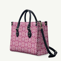 Akala Palaka Quilt Hawaii Leather Bag Hawaiian Tropical Monstera Sea Turtle LT14 Pink - Polynesian Pride