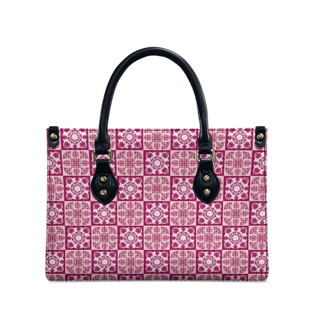 Akala Palaka Quilt Hawaii Leather Bag Hawaiian Tropical Monstera Sea Turtle LT14 - Polynesian Pride