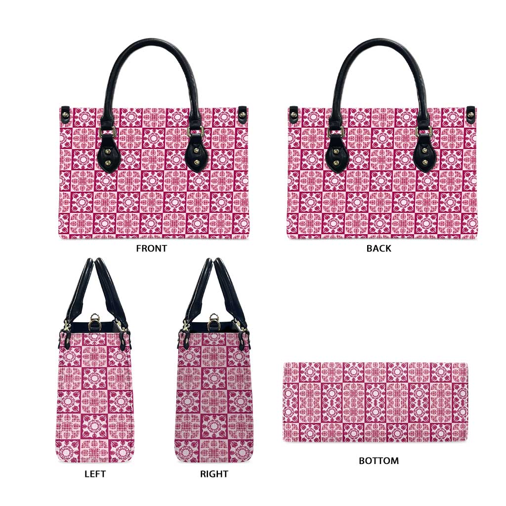 Akala Palaka Quilt Hawaii Leather Bag Hawaiian Tropical Monstera Sea Turtle LT14 - Polynesian Pride