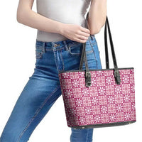 Akala Palaka Quilt Hawaii Leather Tote Bag Hawaiian Tropical Monstera Sea Turtle LT14 - Polynesian Pride