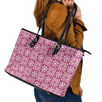 Akala Palaka Quilt Hawaii Leather Tote Bag Hawaiian Tropical Monstera Sea Turtle LT14 - Polynesian Pride