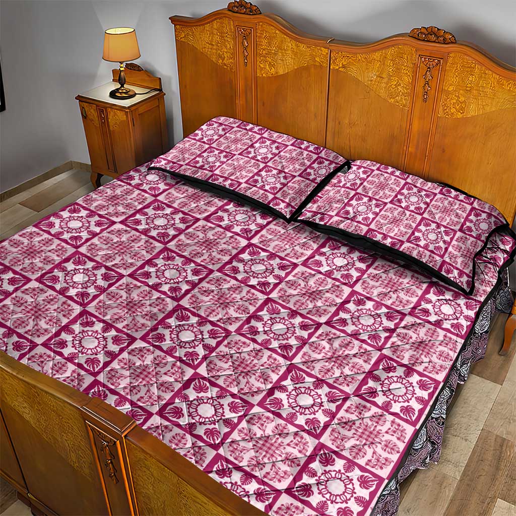 Akala Palaka Quilt Hawaii Quilt Bed Set Hawaiian Tropical Monstera Sea Turtle