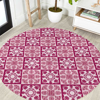 Akala Palaka Quilt Hawaii Round Carpet Hawaiian Tropical Monstera Sea Turtle