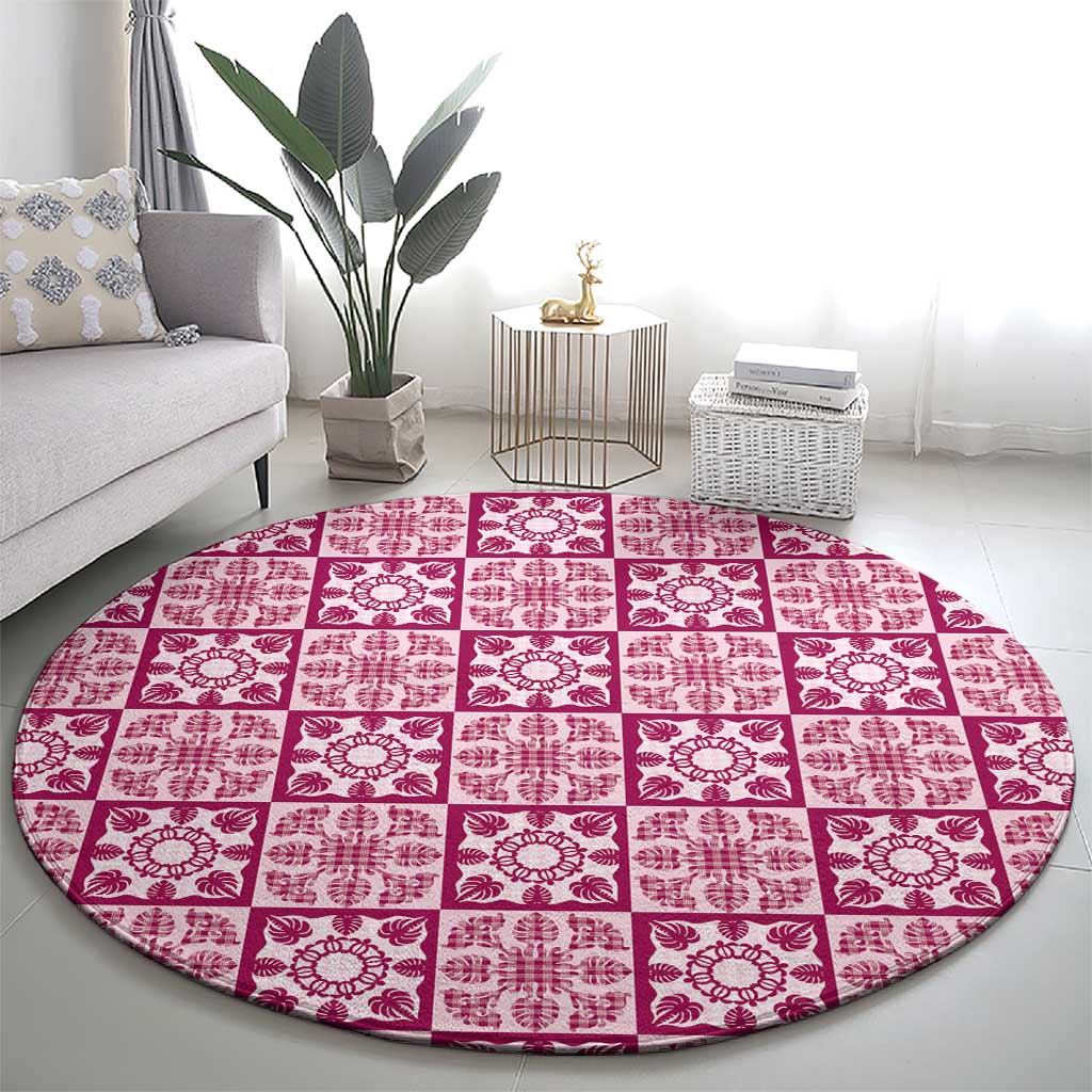 Akala Palaka Quilt Hawaii Round Carpet Hawaiian Tropical Monstera Sea Turtle