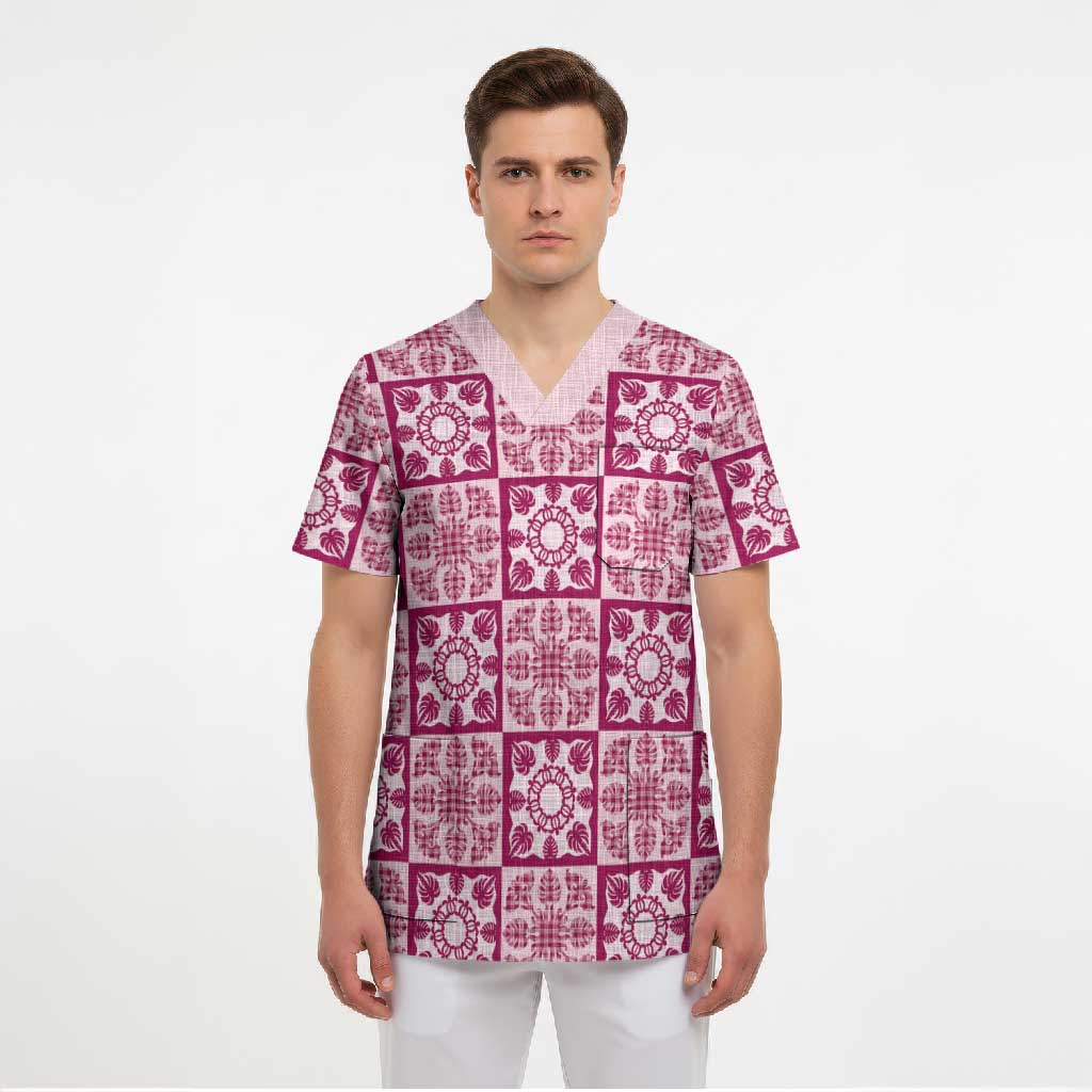 Akala Palaka Quilt Hawaii Scrub Top Hawaiian Tropical Monstera Sea Turtle
