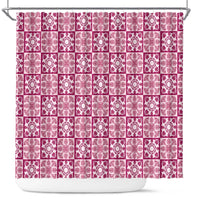 Akala Palaka Quilt Hawaii Shower Curtain Hawaiian Tropical Monstera Sea Turtle LT14 Pink - Polynesian Pride