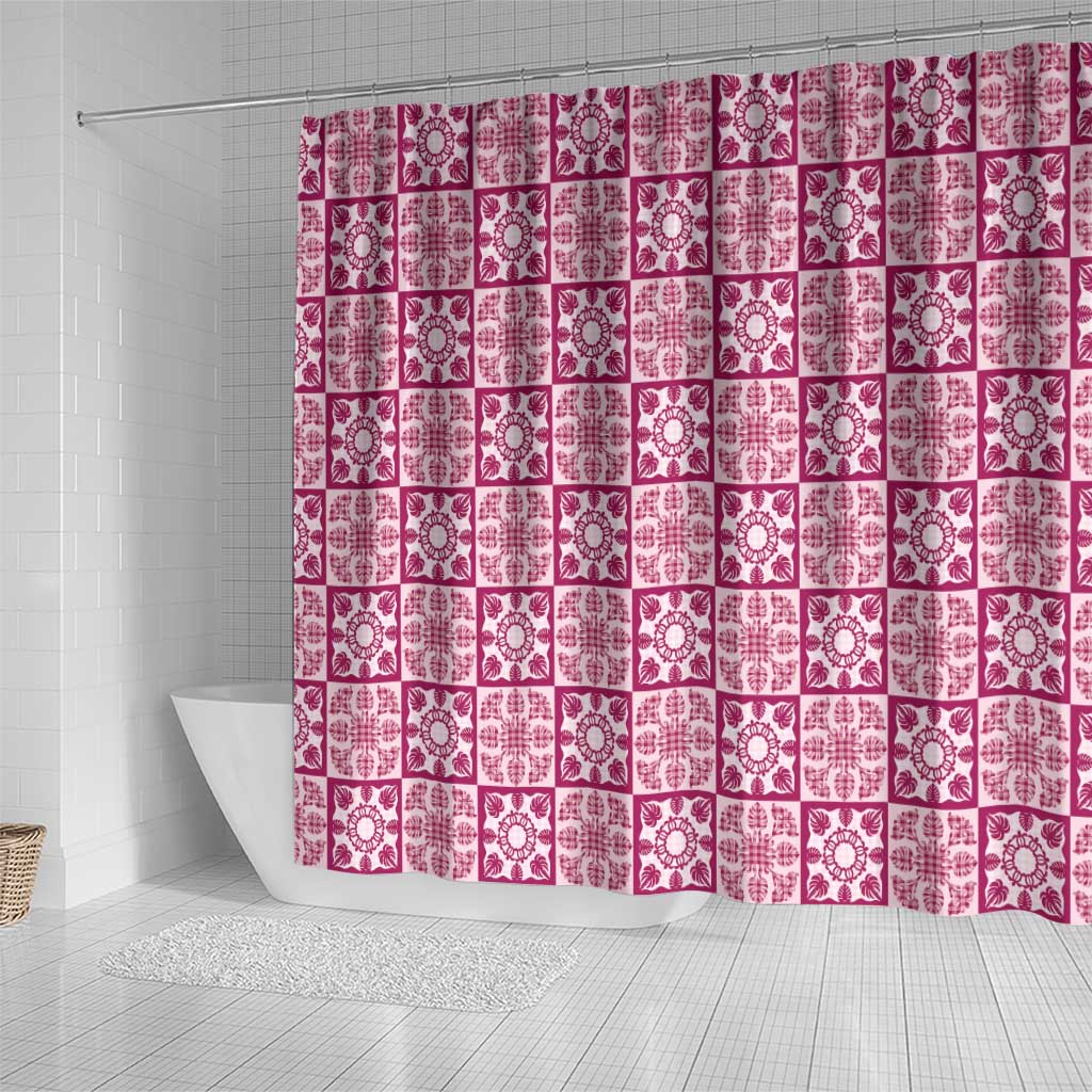 Akala Palaka Quilt Hawaii Shower Curtain Hawaiian Tropical Monstera Sea Turtle LT14 - Polynesian Pride