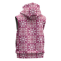 Akala Palaka Quilt Hawaii Sleeveless Hoodie Hawaiian Tropical Monstera Sea Turtle