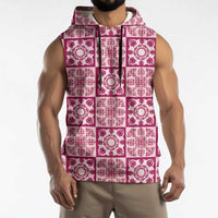 Akala Palaka Quilt Hawaii Sleeveless Hoodie Hawaiian Tropical Monstera Sea Turtle