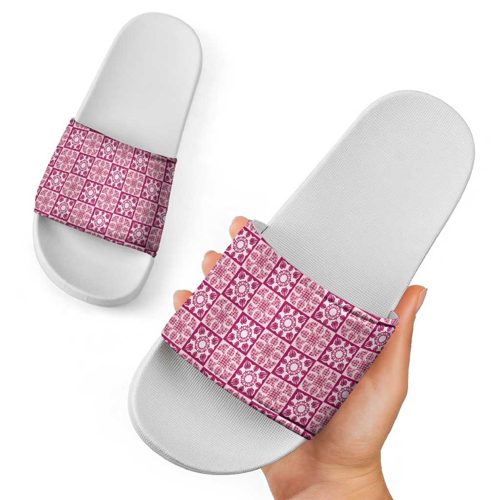 Akala Palaka Quilt Hawaii Slide Sandals Hawaiian Tropical Monstera Sea Turtle