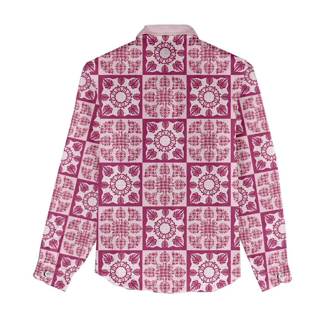 Akala Palaka Quilt Hawaii Women Casual Shirt Hawaiian Tropical Monstera Sea Turtle LT14 - Polynesian Pride
