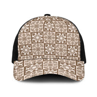Beige Palaka Quilt Hawaii Baseball Net Cap Hawaiian Tropical Monstera Sea Turtle