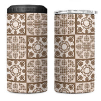 Beige Palaka Quilt Hawaii 4 in 1 Can Cooler Tumbler Hawaiian Tropical Monstera Sea Turtle LT14 One Size: 16 oz Beige - Polynesian Pride
