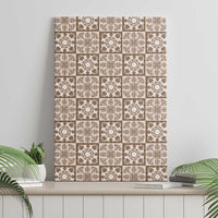 Beige Palaka Quilt Hawaii Canvas Wall Art Hawaiian Tropical Monstera Sea Turtle