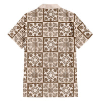 Beige Palaka Quilt Hawaii Family Matching Puletasi and Hawaiian Shirt Hawaiian Tropical Monstera Sea Turtle LT14 - Polynesian Pride