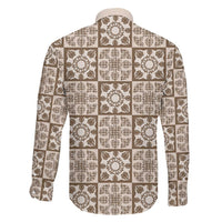 Beige Palaka Quilt Hawaii Family Matching Tank Maxi Dress and Hawaiian Shirt Hawaiian Tropical Monstera Sea Turtle LT14 - Polynesian Pride