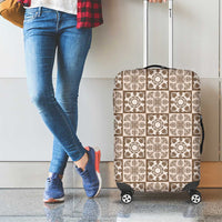 Beige Palaka Quilt Hawaii Luggage Cover Hawaiian Tropical Monstera Sea Turtle
