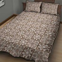 Beige Palaka Quilt Hawaii Quilt Bed Set Hawaiian Tropical Monstera Sea Turtle