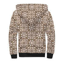 Beige Palaka Quilt Hawaii Sherpa Hoodie Hawaiian Tropical Monstera Sea Turtle LT14 - Polynesian Pride
