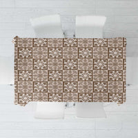 Beige Palaka Quilt Hawaii Tablecloth Hawaiian Tropical Monstera Sea Turtle