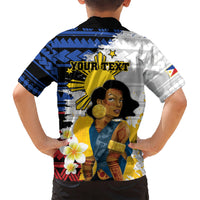 Personalised Philippines Women's Day Kid Hawaiian Shirt Filipino Golden Sun With Polynesian Pattern LT14 - Polynesian Pride