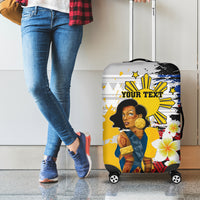 Personalised Philippines Women's Day Luggage Cover Filipino Golden Sun With Polynesian Pattern
