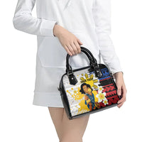 Personalised Philippines Women's Day Shoulder Handbag Filipino Golden Sun With Polynesian Pattern