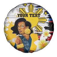 Personalised Philippines Women's Day Spare Tire Cover Filipino Golden Sun With Polynesian Pattern