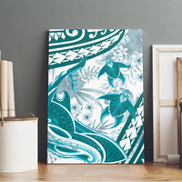 Cyan Polynesia Canvas Wall Art Polynesian Turtle Shark Tattoo Tropical Vintage