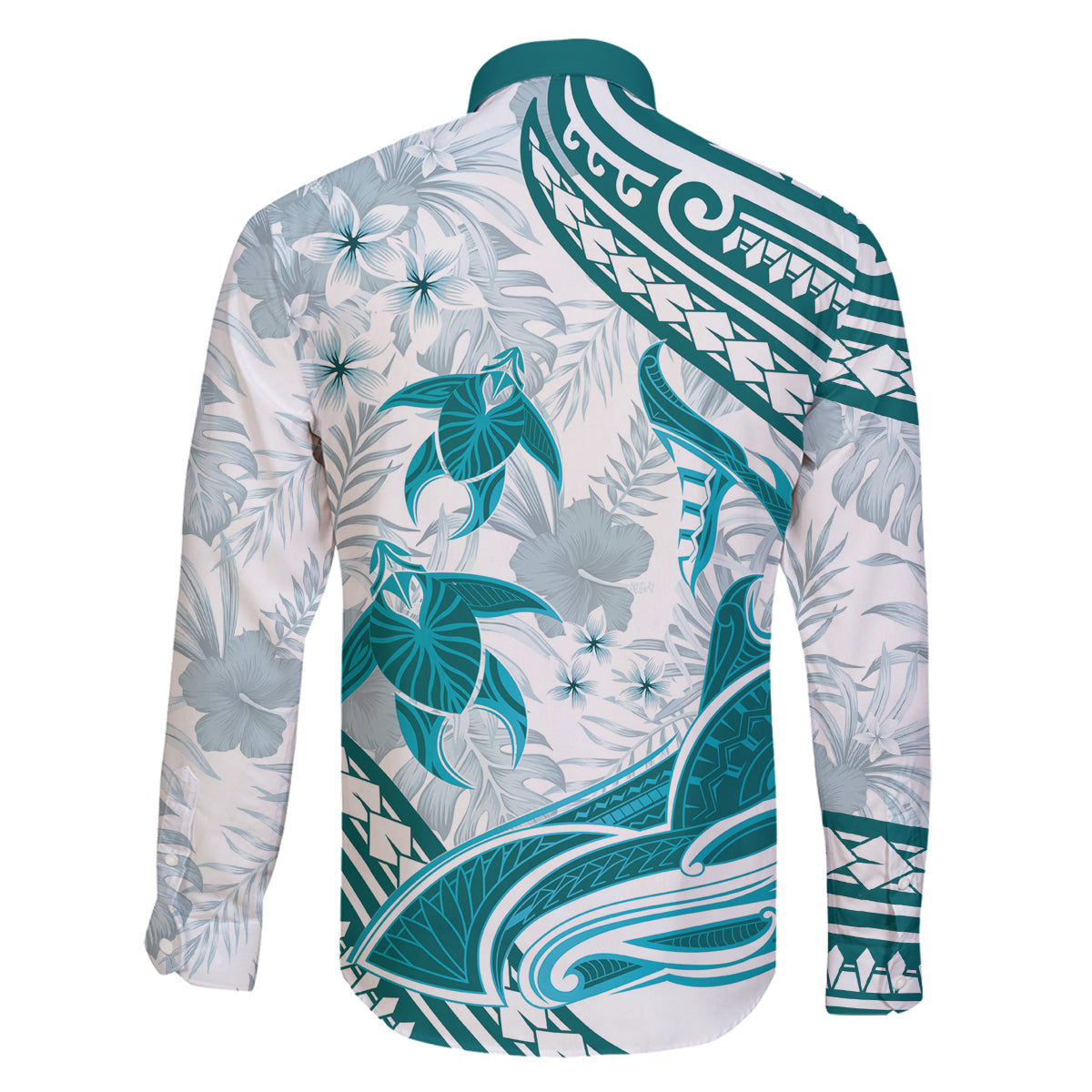 Cyan Polynesia Family Matching Mermaid Dress and Hawaiian Shirt Polynesian Turtle Shark Tattoo Tropical Vintage LT14 - Polynesian Pride