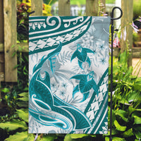 Cyan Polynesia Garden Flag Polynesian Turtle Shark Tattoo Tropical Vintage