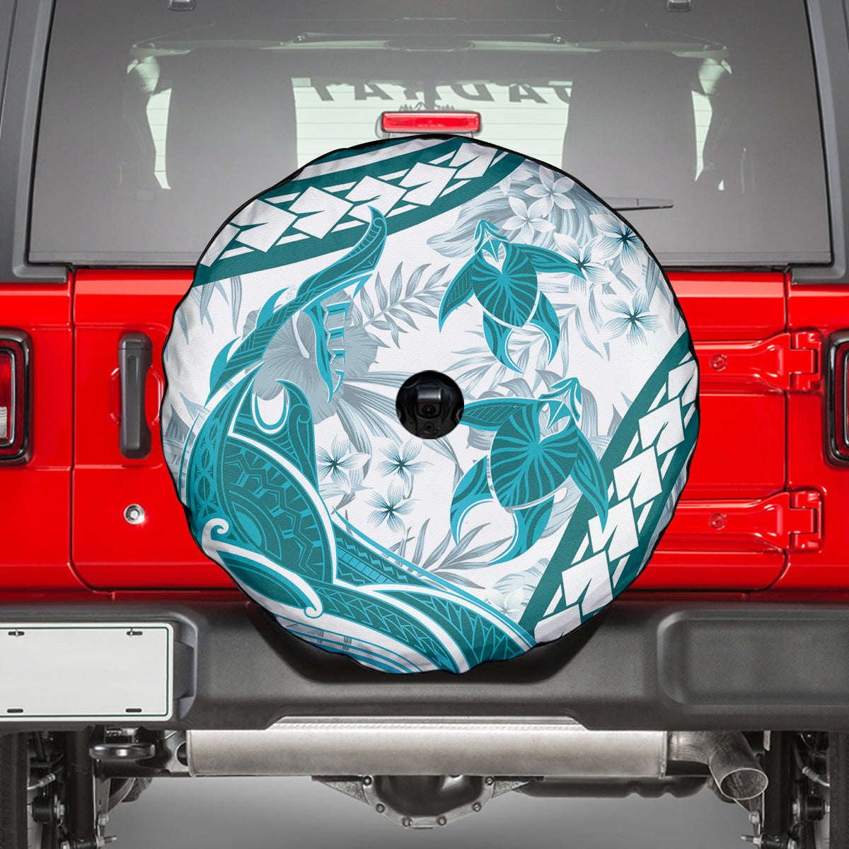 Cyan Polynesia Spare Tire Cover Polynesian Turtle Shark Tattoo Tropical Vintage LT14 - Polynesian Pride