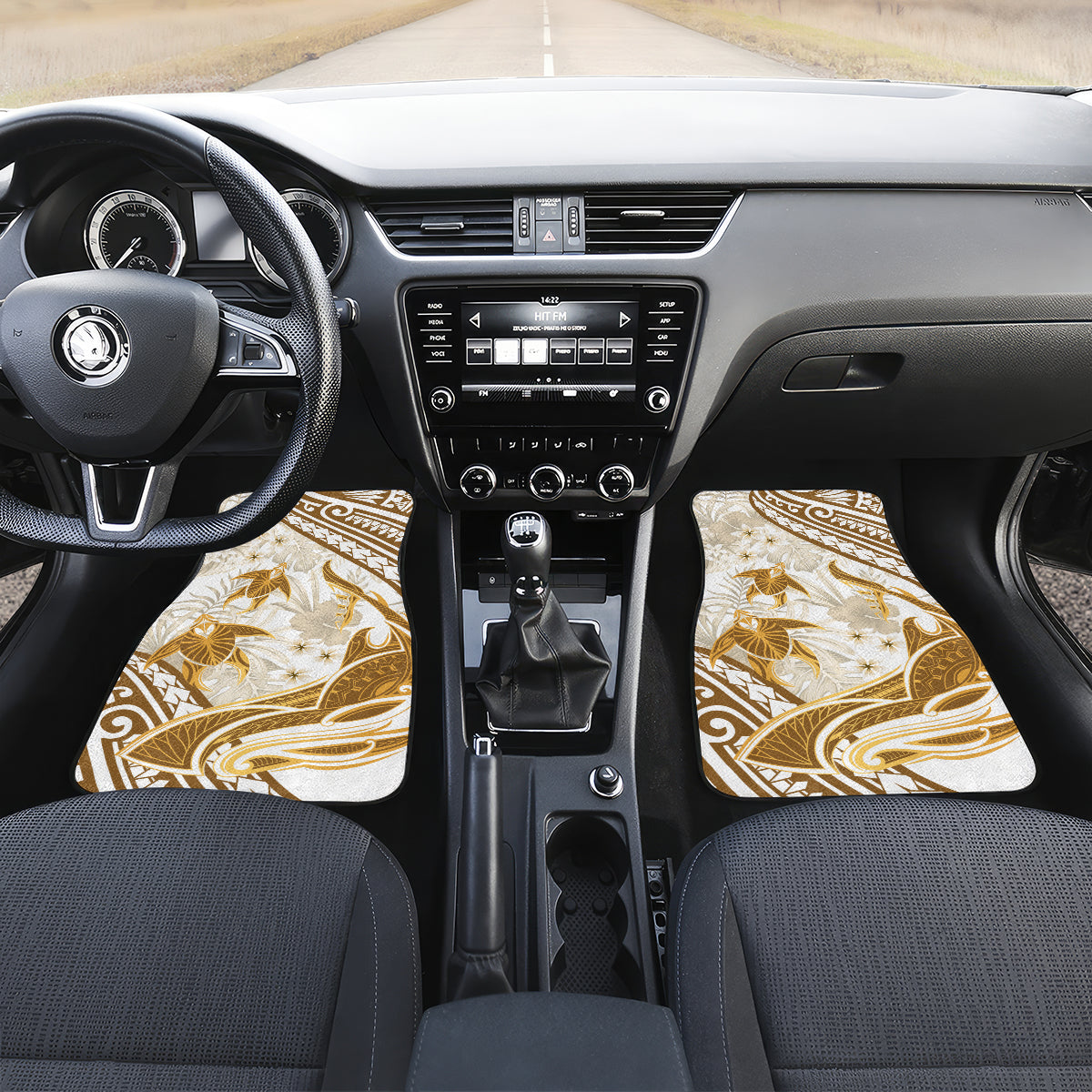 Gold Polynesia Car Mats Polynesian Turtle Shark Tattoo Tropical Vintage