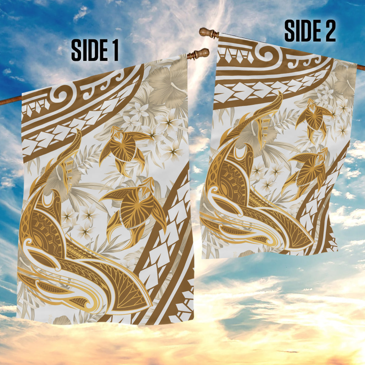 Gold Polynesia Garden Flag Polynesian Turtle Shark Tattoo Tropical Vintage LT14 - Polynesian Pride