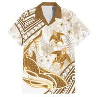 Gold Polynesia Hawaiian Shirt Polynesian Turtle Shark Tattoo Tropical Vintage LT14 Gold - Polynesian Pride