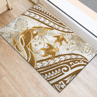Gold Polynesia Rubber Doormat Polynesian Turtle Shark Tattoo Tropical Vintage