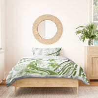 Lime Green Polynesia Bedding Set Polynesian Turtle Shark Tattoo Tropical Vintage