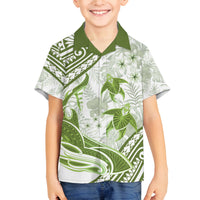 Lime Green Polynesia Family Matching Off Shoulder Long Sleeve Dress and Hawaiian Shirt Polynesian Turtle Shark Tattoo Tropical Vintage LT14 Son's Shirt Lime Green - Polynesian Pride