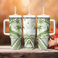 Lime Green Polynesia Tumbler With Handle Polynesian Turtle Shark Tattoo Tropical Vintage