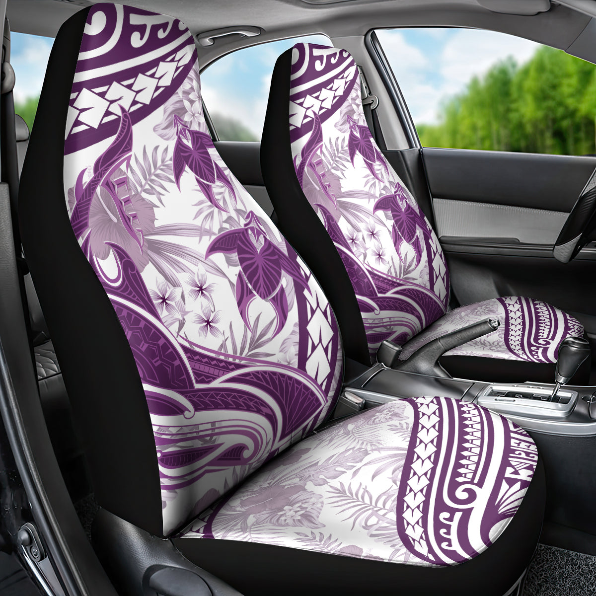 Purple Polynesia Car Seat Cover Polynesian Turtle Shark Tattoo Tropical Vintage