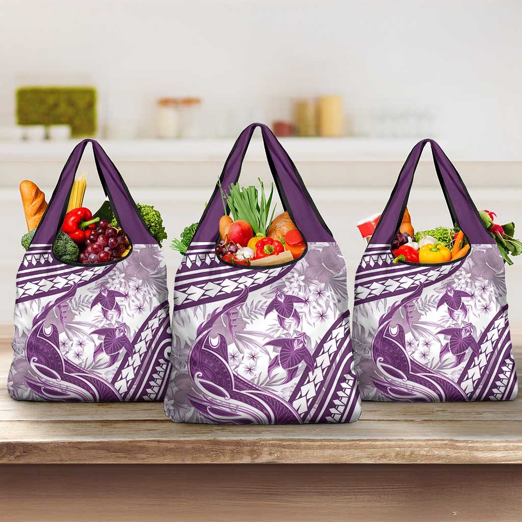 Purple Polynesia Grocery Bag Polynesian Turtle Shark Tattoo Tropical Vintage