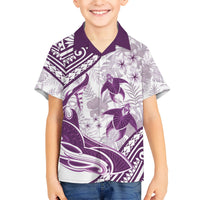 Purple Polynesia Kid Hawaiian Shirt Polynesian Turtle Shark Tattoo Tropical Vintage LT14 Kid Purple - Polynesian Pride
