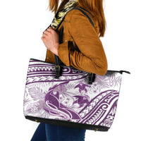 Purple Polynesia Leather Tote Bag Polynesian Turtle Shark Tattoo Tropical Vintage LT14 Purple - Polynesian Pride