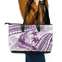 Purple Polynesia Leather Tote Bag Polynesian Turtle Shark Tattoo Tropical Vintage LT14 - Polynesian Pride